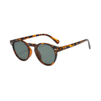 Runde Sonnenbrille mit halbtransparenter Fassung für Herren | Ideal für den täglichen Gebrauch im Freien - Leopard