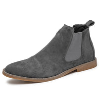 Damen Elegante Veloursleder Chelsea Boots mit elastischen Einsätzen - Grau