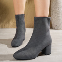 Damen Stiefeletten mit Blockabsatz und vielseitigem Design - Grau