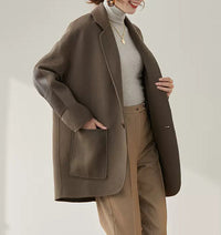 Damen stylischer und bequemer Oversized-Blazer Nord Taschen - Braun