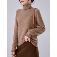 Damen Leichter Kaschmir-Mix Rollkragenpullover mit feinem Soft-Finish und schmaler Silhouette Nord Taschen - Warmes Camel