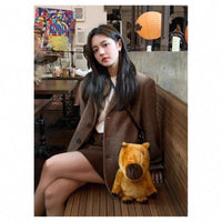 Damen Plüsch-Capybara-Umhängetasche mit Kuscheltier-Design Nord Taschen - Bildfarbe