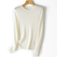 Damen Feiner Feinstrickpullover mit Rundhalsausschnitt und figurnaher Silhouette Nord Taschen - Perlenweiß