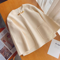 Damen Stilvolle Wolljacke mit langen Ärmeln Nord Taschen - Weiß