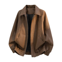 Herren Oversize-Fieldjacke aus Kunstleder mit verdecktem Reißverschluss - Kaffeebraun