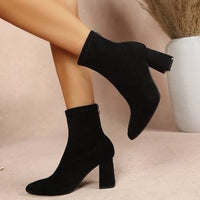 Damen Stiefeletten mit Blockabsatz und weichem Innenfutter - Schwarz