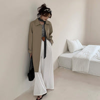 Damen leichter Trenchcoat mit kontrastierten Karomanschetten Nord Taschen - Ecru
