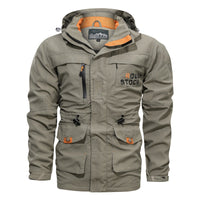 Herren wasserdichter und winddichter Outdoorparka mit abnehmbarer Kapuze - Khaki 086
