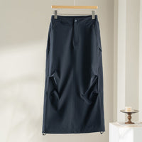 Damen Technischer Cargo-Midirock mit Tunnelzug-Saum und Reißverschlusstaschen Nord Taschen - Navyblau