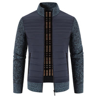 Herren gesteppte Hybridjacke mit Strickärmeln und modernem Stehkragen Avellé - Blaugrau