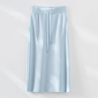 Damen Jersey-Midirock mit elastischem Tunnelzugbund und geradem Fall Nord Taschen - Eisblau