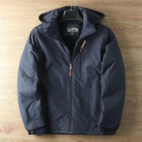 Herren wasserabweisende Allwetter-Trekkingjacke mit Kapuze - Dunkelblau