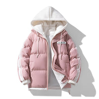 Herren wattierter Parka mit innenliegendem Hoodie und Zwei-Wege-Reißverschluss - Rosa