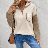 Damen Langarm-Pullover mit Taschen - Aprikose