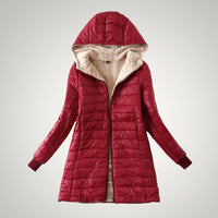 Ute | Damen Winter Fleece Gefütterte Daunenjacke - Rot