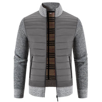 Herren gesteppte Hybridjacke mit Strickärmeln und modernem Stehkragen Avellé - Hellgrau