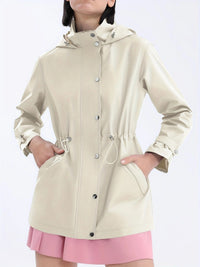 Damen wasserabweisende Freizeitjacke mit verstellbarer Kapuze - Elfenbein