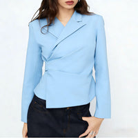 Damen Eleganter Tailored Blazer Nord Taschen - Hellblau