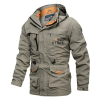 Herren Feldparka mit Kapuze, Taschen und Tunnelzug - Khaki (Ungefüttert)