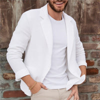 Herren Jersey Sakko leger mit Taschen - Weiß
