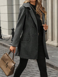 Damen Jacke mit großen Knöpfen, Reverskragen und Taschen - Dunkelgrau