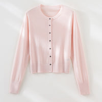 Damen Kurzgeschnittene Feinstrick-Cardigan mit Rundhalsausschnitt und tonaler Knopfleiste Nord Taschen - Zartrosa