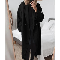 Damen Oversize-Mantel mit Revers und doppelter Knopfleiste - Schwarz