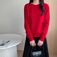 Damen Feiner Rundhals-Pullover aus Kaschmir-Mix mit gerippten Bündchen Nord Taschen - Goldsandrot