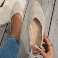Damen elegante Ballerinas mit atmungsaktivem Strickdesign - Beige