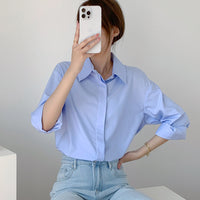 Damen Stilvolle Oversized Bluse Nord Taschen - Hellblau