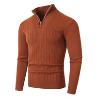 Herren Pullover mit Kabelstrickmuster und Stehkragen - Karamell