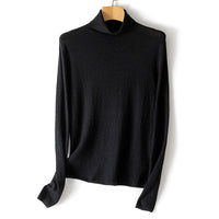 Damen Feiner Crinkle-Rollkragenpullover mit leichtem Fall Nord Taschen - Obsidienschwarz