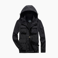 Herren Utility-Fieldjacke mit Klapp- und Reißverschlusstaschen - Schwarz