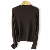 Damen Feinstrick-Pullover mit kurzem Stehkragen und schmaler Silhouette Nord Taschen - Mokkabraun