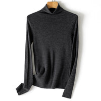 Damen Feiner Rollkragen-Feinstrickpullover mit schmaler Silhouette und elastischem Saum Nord Taschen - Dunkelmeliertgrau
