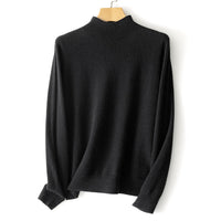 Damen Feiner Stehkragen-Pullover aus Kaschmir-Mix mit gerippten Abschlüssen Nord Taschen - Schwarz