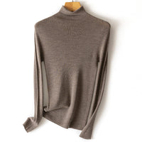 Damen Leichter Feinstrick-Rollkragenpullover mit fließender Passform Nord Taschen - Hellblumiges Braun