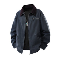 Herren Langarmjacke mit Kragen und Taschen - Blau