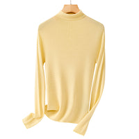Damen Leichter Feinstrick-Rollkragenpullover mit fließender Passform Nord Taschen - Hellgelb