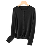 Damen Feiner Rundhals-Cardigan aus softem Feinstrick mit durchgehender Knopfleiste Nord Taschen - Diamantschwarz
