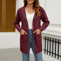 HANAE –  Long-cardigan mit retro-flair - Weinrot