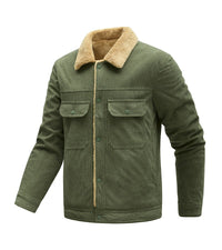 Herren Langarmjacke mit Knöpfen und Taschen - Olivgrün (Militärgrün)