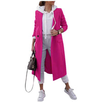 Damen Oversize-Mantel mit klassischem Revers und Taschen - Magenta