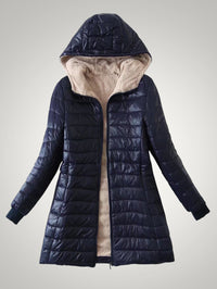 Ute | Damen Winter Fleece Gefütterte Daunenjacke - Marineblau