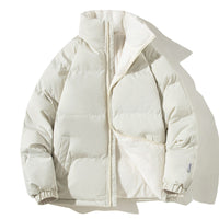 Damen gesteppte Thermo-Bomberjacke mit Teddyfutter und hohem Stehkragen - Cremeweiß