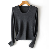 Damen Feinstrick-Langarmshirt mit Rundhalsausschnitt und leichter A-Linie Nord Taschen - Meliertes Grau