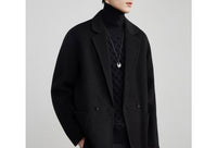 Herren Oversize Doppelknopf-Wollmix-Kurzmantel mit aufgesetzten Taschen Nord Taschen - Schwarz