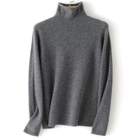 Damen Feinstrick Rollkragenpullover aus Kaschmirmischung leicht oversized Nord Taschen - Koreanisches Grau