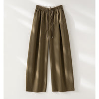 Damen Weite Tunnelzug-Hose mit Elastikbund, geradem Bein und Eingrifftaschen Nord Taschen - Braun