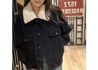Damen Übergangsjacke mit Kunstfellkragen Nord Taschen - Marineblau